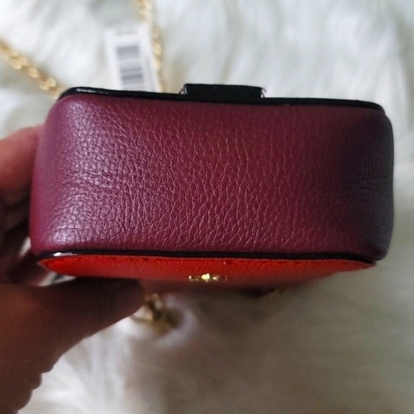 Kate Landry red & plum crossbody with gold chain NWT - Picture 6 of 14